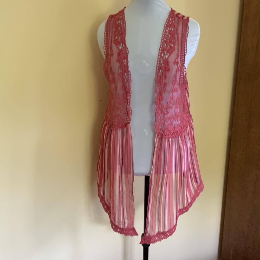 Striped and Lace Vest Top